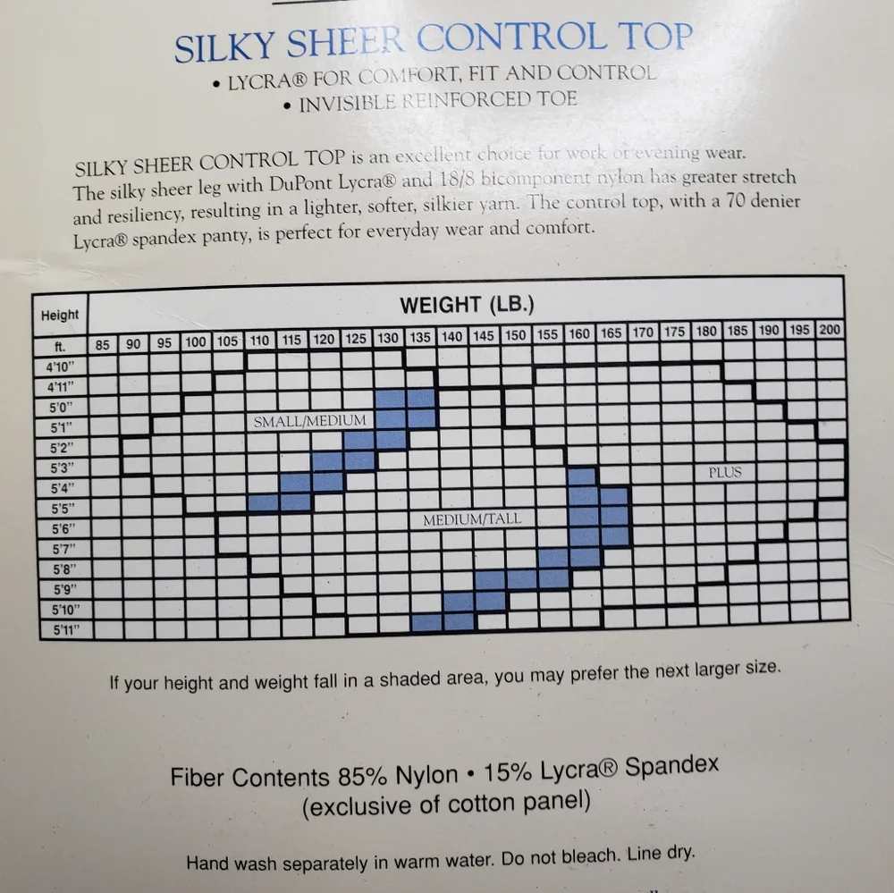 Kathie Lee Collection Silky Sheer Control Top Pantyhose Size Medium/Tall Ivory